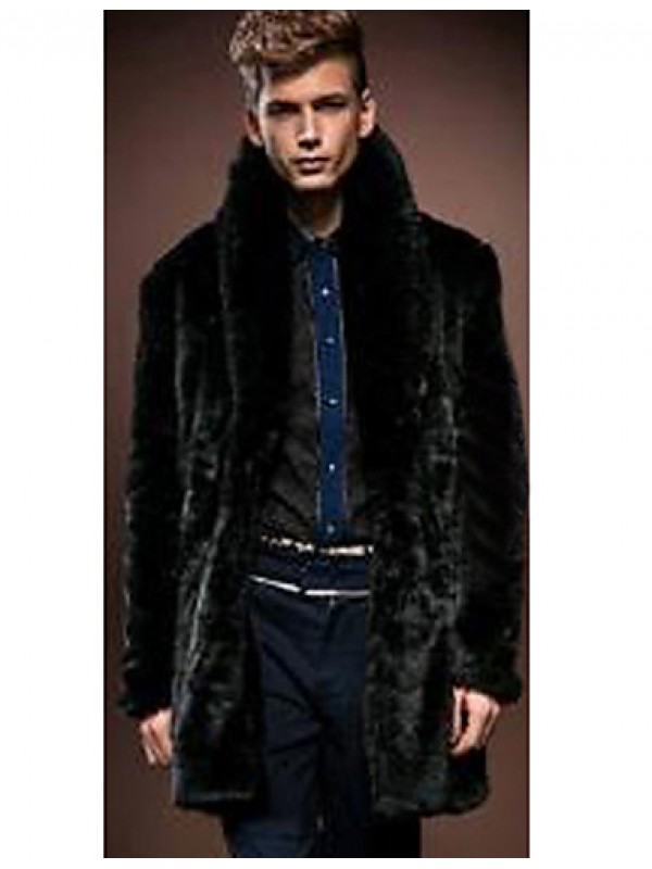 Men Faux Fur Outerwear , Lined