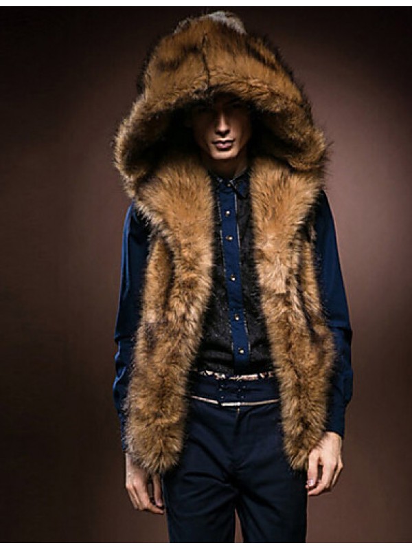 Men Fox Fur / Faux Fur Outerwear / Top , Lined